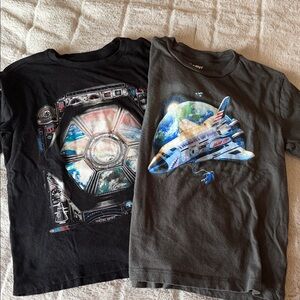 Boys Old Navy Space T-shirt Set, Gray and Black, size Medium (8)